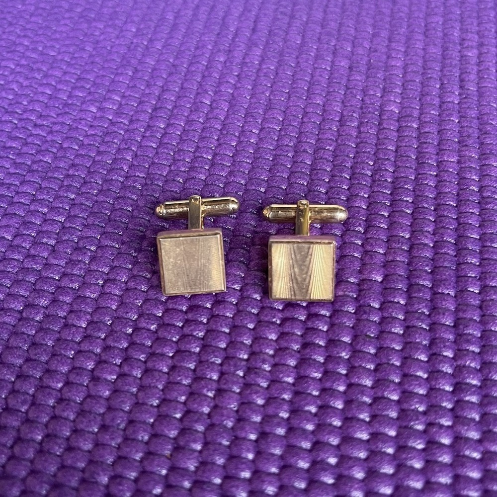 Vintage Christian Dior Cufflinks Gold Tone Rectangular Men's Designer